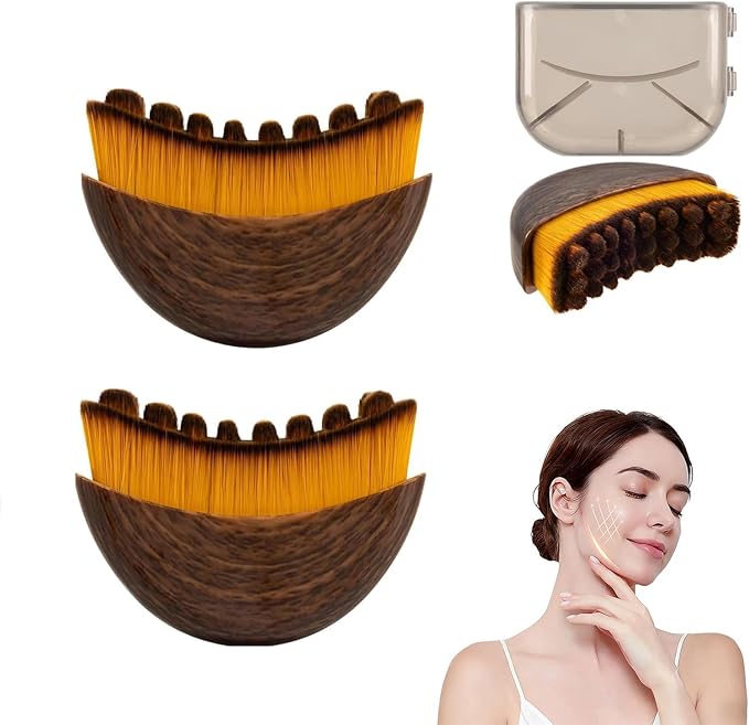 Lymphatic Contour Face Brush,Lymphatic Face Brush,Lymphatic Drainage Brush,Dry Brush,Neck,Chin & Face Sculpting,Anti-Puffiness,Gua Sha & Improves Skin Glow,Skin Care Massage Tools. (2PC)