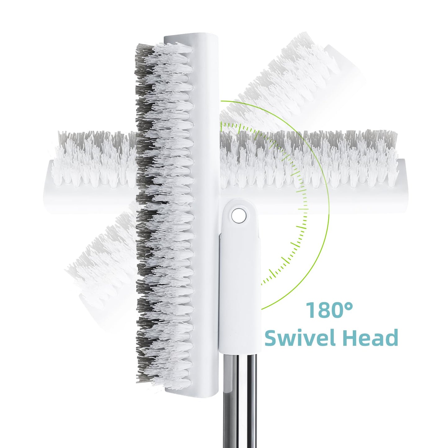 MOPALL Floor Scrub Brush with Long Handle 55", Dual-Sided Stiff Bristle Grout Brush with 180° Rotatable V-Shape Head, Heavy Duty Shower Cleaning for Bathroom Tile, Patio, Deck, Garage, Pool & Corner