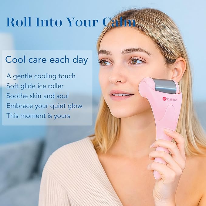 BAIMEI IcyMe Stainless Steel Ice Roller for Face & Gua Sha Facial Tools, Soothes Puffiness, Self - Care Gift for Women