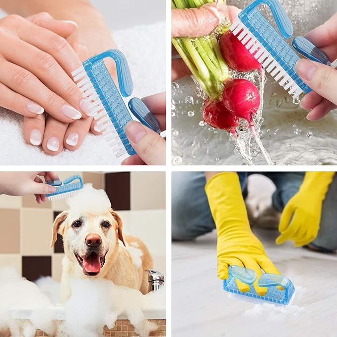 5PCS Handle Grip Nail Brush, Hand Fingernail Scrub Cleaning Brushes for Toes and Nails Cleaner, Pedicure Scrubbing tool kit for Men and Women (Multicolor)