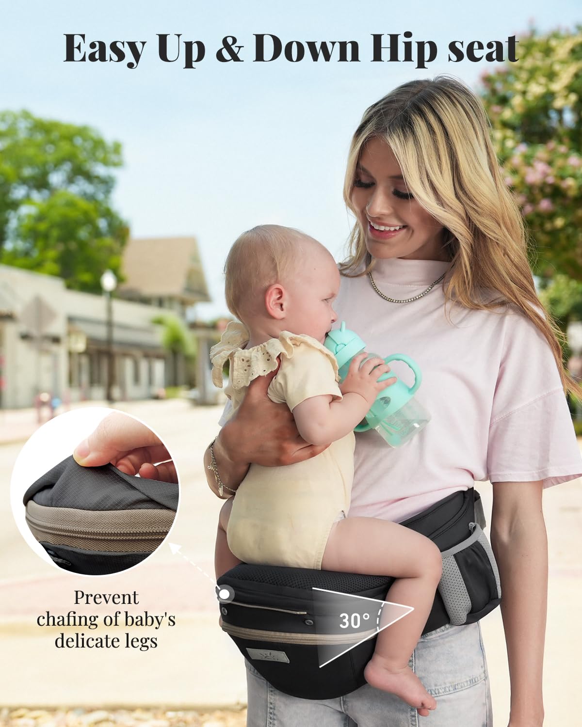 MOMTORY StowNGO Pro Baby Carrier, Safety-Certified 6-in-1 Ultra Storage Baby Carrier Newborn to Toddler, Front & Back Baby Holder Carrier with Hip Seat, Pure Black