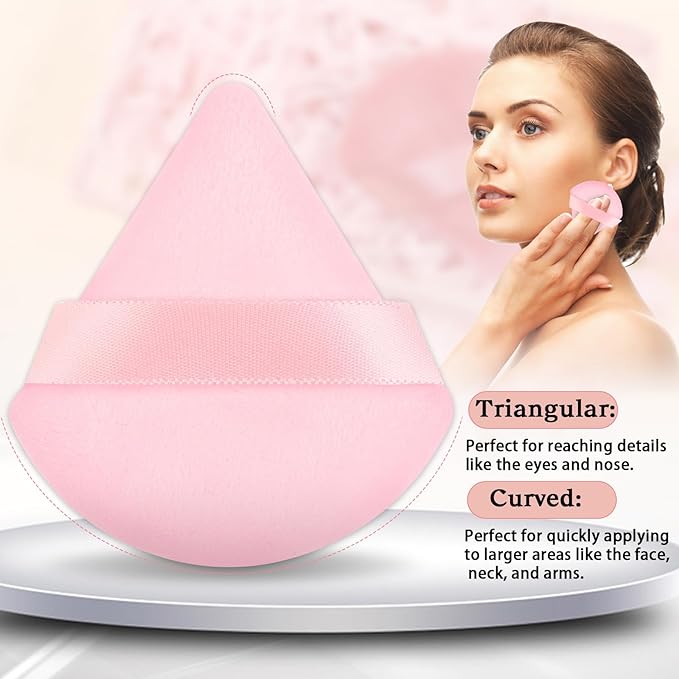Pimoys 6 Pcs Powder Puff, Pink Gifts for Women Face Soft Triangle Makeup Puff Velet Makeup Sponge for Loose Powder (Pink)