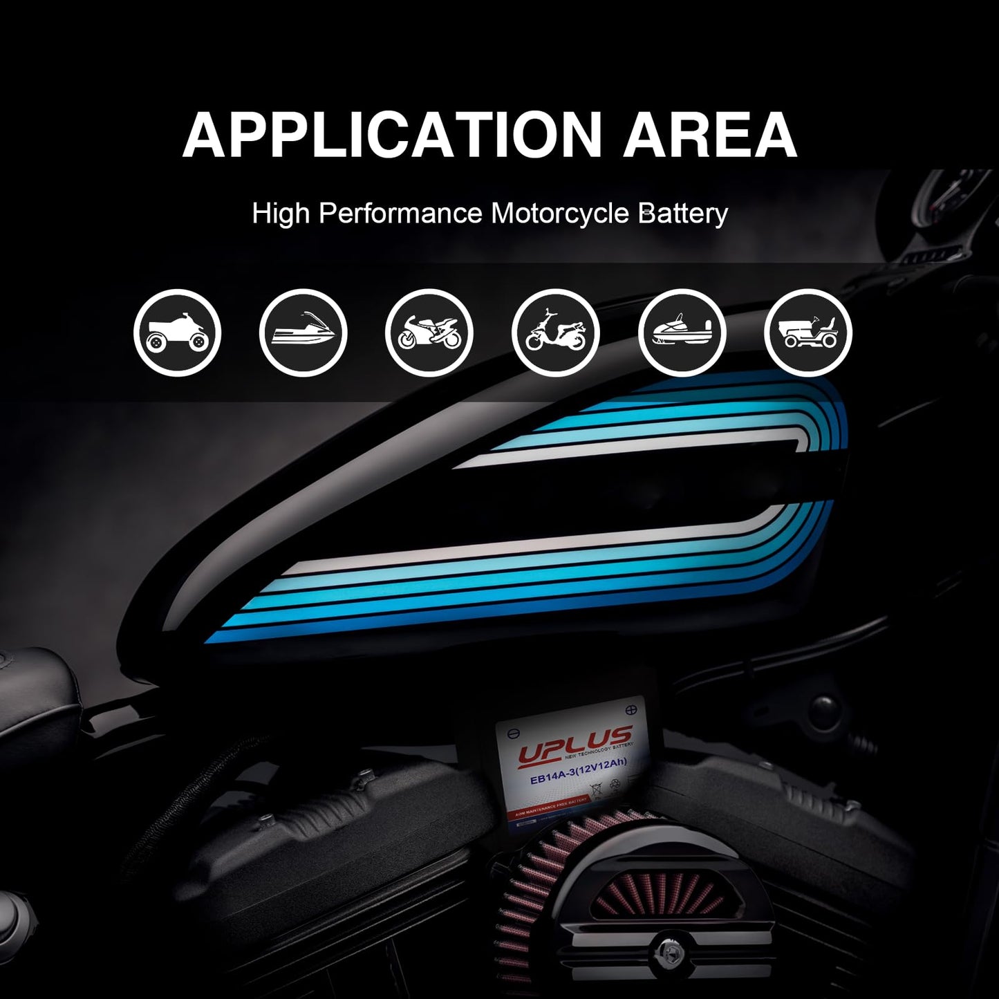 UPLUS YTX14AHL-BS Motorcycle Battery, EB14A-3 12V 12Ah SLA Batteries Maintenance Free Scooter ATV AGM Battery, Replacement for PTX14AHL-BS, GTX14AHL-BS, YUAM62H4L, YB14L-A2, 12N14-3A, YB14L-B2, ETX15L