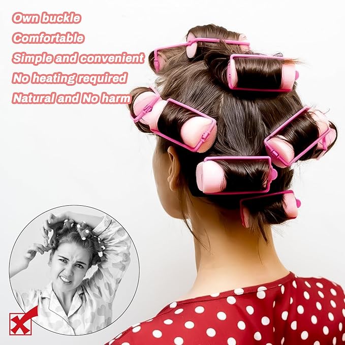 MAQIHAN 24PCS Foam Hair Rollers - 1.89 Inch Large Sponge Rollers for Heatless Hair Curler for Short/Long Hair Sleep rolos para cabello Jumbo Sponge Curlers Soft Sleeping Thin Curl Overnight rulos