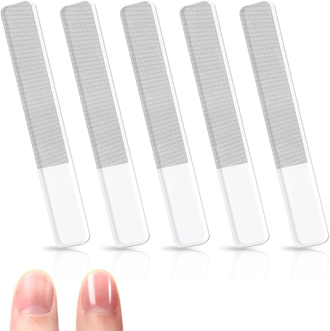 Glass Nail Shiner - 5PC Upgrade Glass Nail File for Natural Nails Nano Nail Buffers Crystal Shine Polisher, Professional Manicure Tools Kit for Acrylic Nail Care