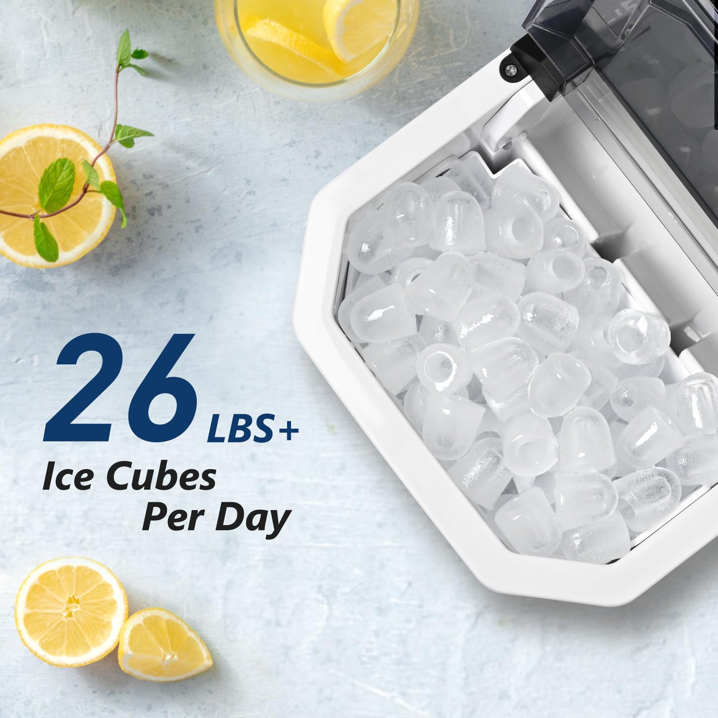 ICEVIVAL Countertop Ice Makers -26 lbs/24H, 9 Cubes Ready in 8Mins, Self-Cleaning Countertop Ice Maker with Handle, Portable Ice Machine with Ice Scoop&Basket, Perfect for Home/Kitchen/Office(Black)