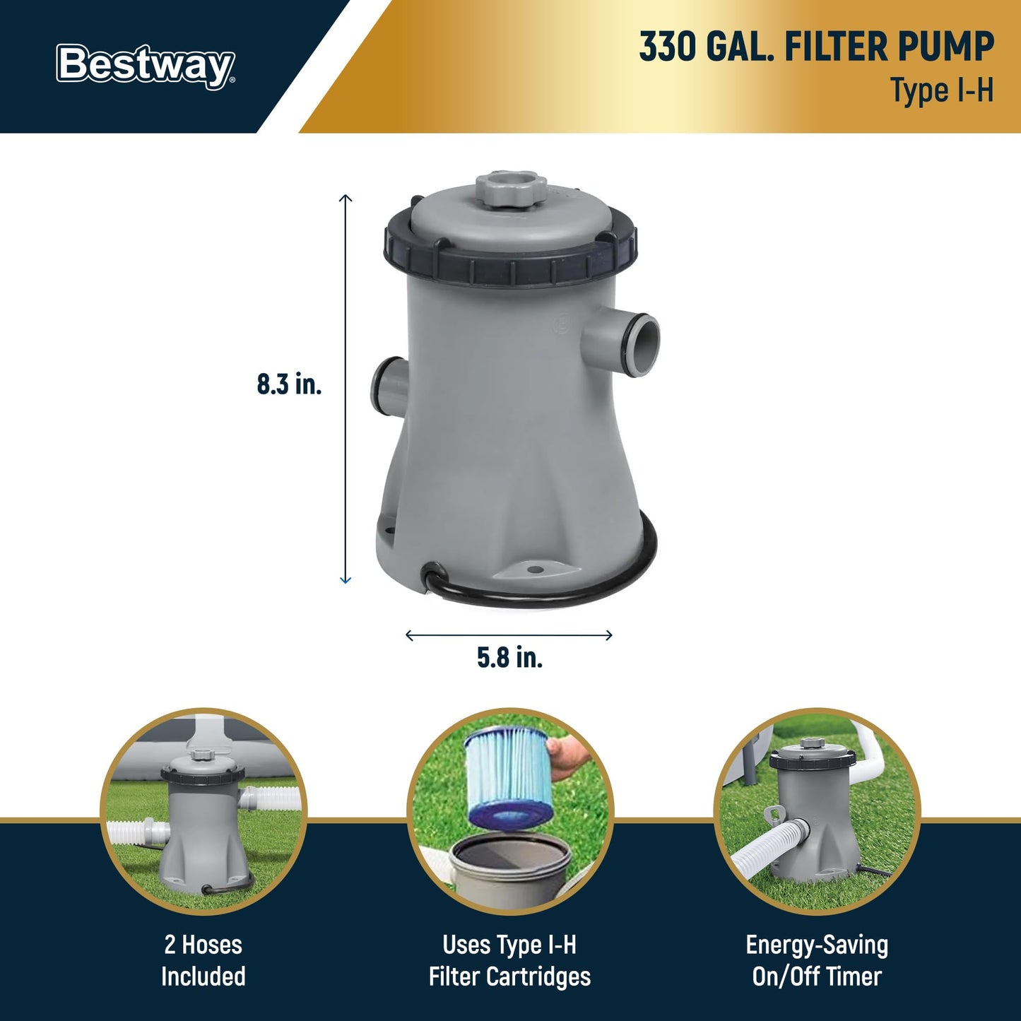 Bestway Steel Pro MAX 12' x 30" Above Ground Pool, Round Metal Frame Outdoor Swimming Pool Set with Filter Pump, Stacked Stone Print