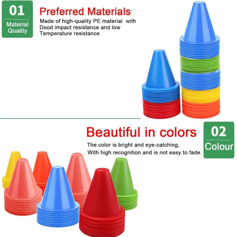 OUKENS Training Marker Cones, 10pcs 3 Inch Mini Sports Cones, Football Training Sports Equipment Roller Skating Barriers, Pe Cones, Plastic Marker Holder Accessory for Fitness Practice, Green