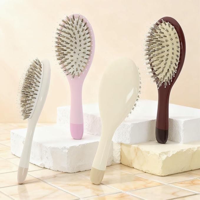Boar Bristle Hair Brush -boar bristles + nylon pinsÃ¯Â¼Â Smoothes & Detangles All Hair Types, Hairbrush for Women, Men & Kids, Distributes Oils for Natural Shine & Stimulates Scalp