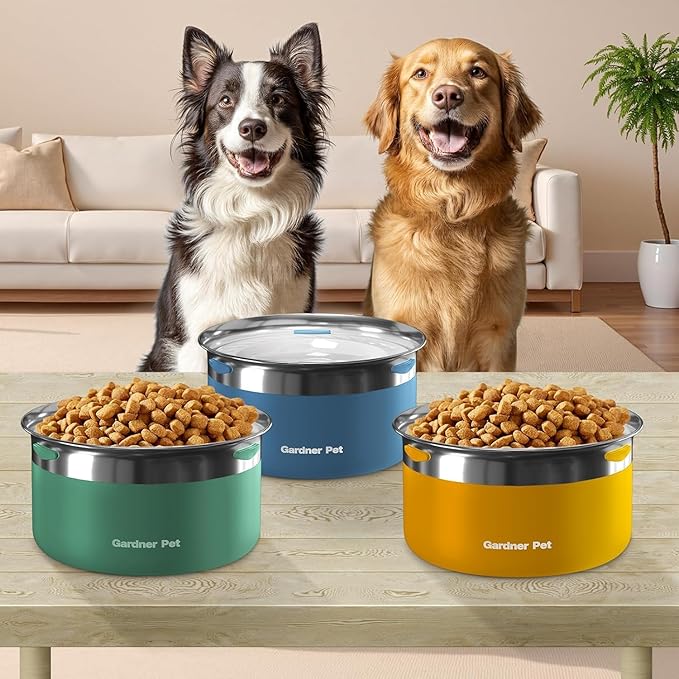 Gardner Pet Dog Bowls 1 Gallon (3.85L) Stainless Steel No Spill Dog Water Bowl, Slow Water Feeder Metal Bowls, Spill Proof Water Dispenser for Large Dogs, Promotes Healthy Hydration(Orange)