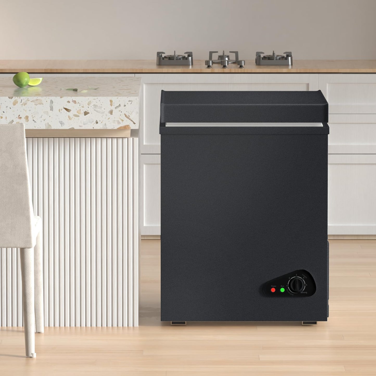 TABU 7.0 Cubic Feet Chest Freezer, Compact Top Opening Deep Freezer with 7 Level Adjustable Thermostat & Removable Basket, Low Noise, Freestanding (Black, 7.0 Cu.Ft.)
