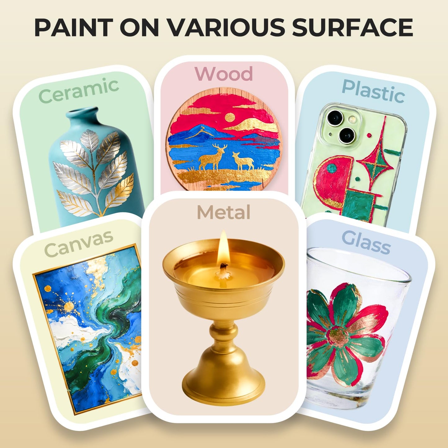 Nicpro Metallic Gold Acrylic Paint, 69oz/2040ml Large Gold Leaf Paint, Non Toxic, Non Fading Craft Paints for Metal, Wood, Clay, Fabric, Canvas, Furniture, Handcrafts, Art Supplies