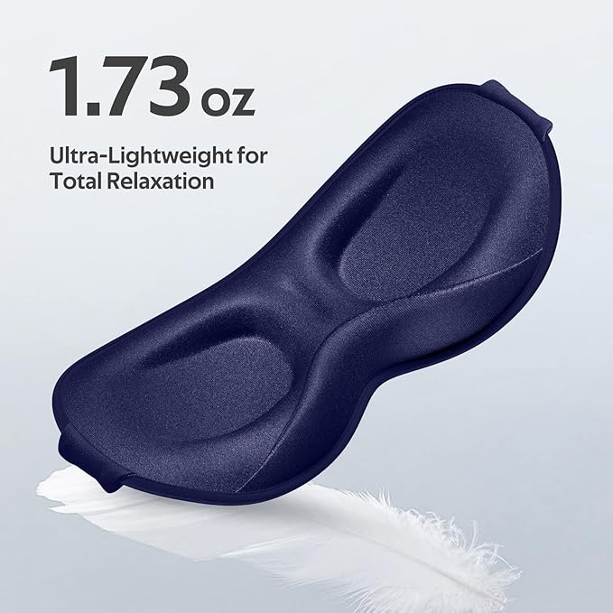Sleep Mask for Men Women - 100% Blackout Eye Masks for Sleep - 3D Soft Sleeping Mask for Side Sleepers - Zero Pressure Lash Extensions Eye Cover Shade for Airplane Travel Essentials, Blue