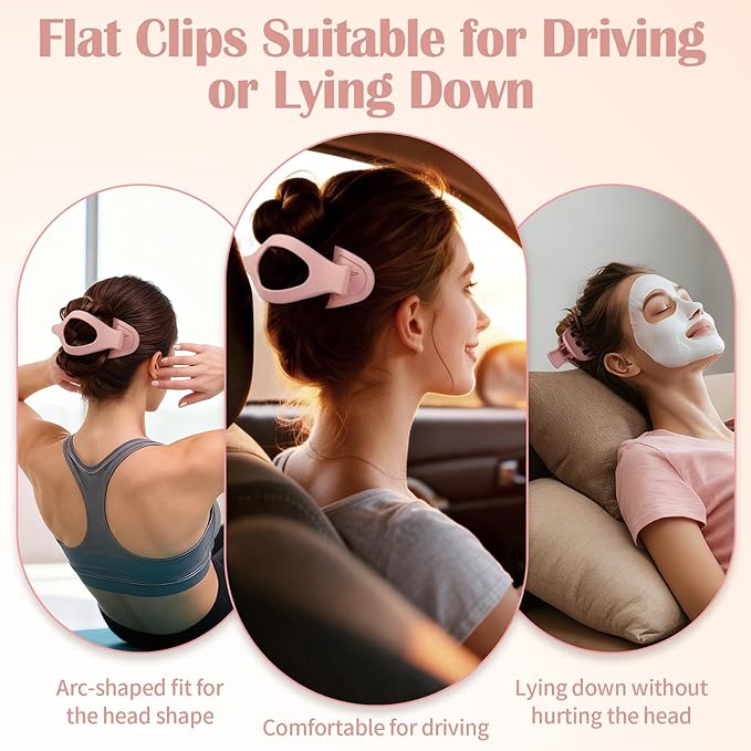 5.5 Inches Extra Large Flat Hair Clips for Women, 4 Pack XL Big Claw Clips for Thick Hair, Oversized Matte Strong Hold Non-slip Flat Claws, Pink