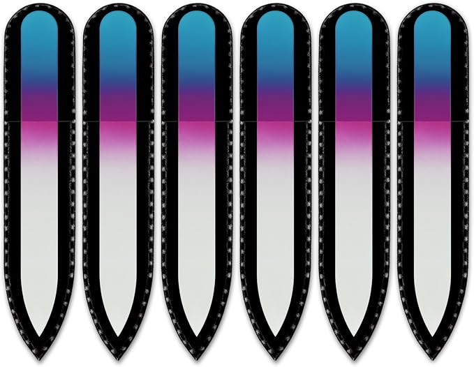 Mont Bleu Rainbow Crystal Nail File in Black Pouch - Small/Purse Size - Czech Tempered Glass - Handmade in Bohemia (Czech Republic)