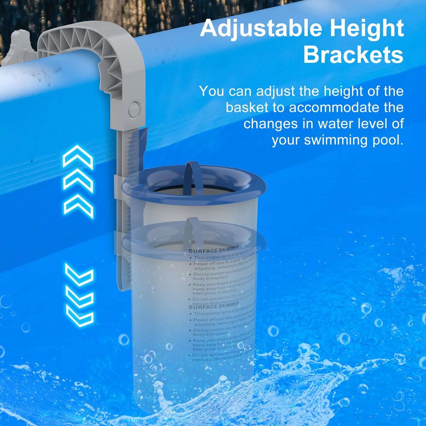 Sepetrel Above Ground Pool Surface Skimmer, Wall Mount Pool Maintenance Accessories for Inflatable Collars, Tubular & Metal Frame Pools, Floating Skimmer Basket - Efficiently Removes Debris