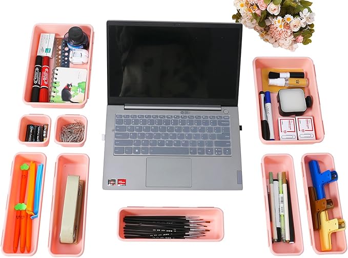 Kutesna 15 PCS Interlocking Desk Drawer Organizer Separator for Office,Bathroom,Kitchen,MakeupÃ¯Â¼ÂPinkÃ¯Â¼Â