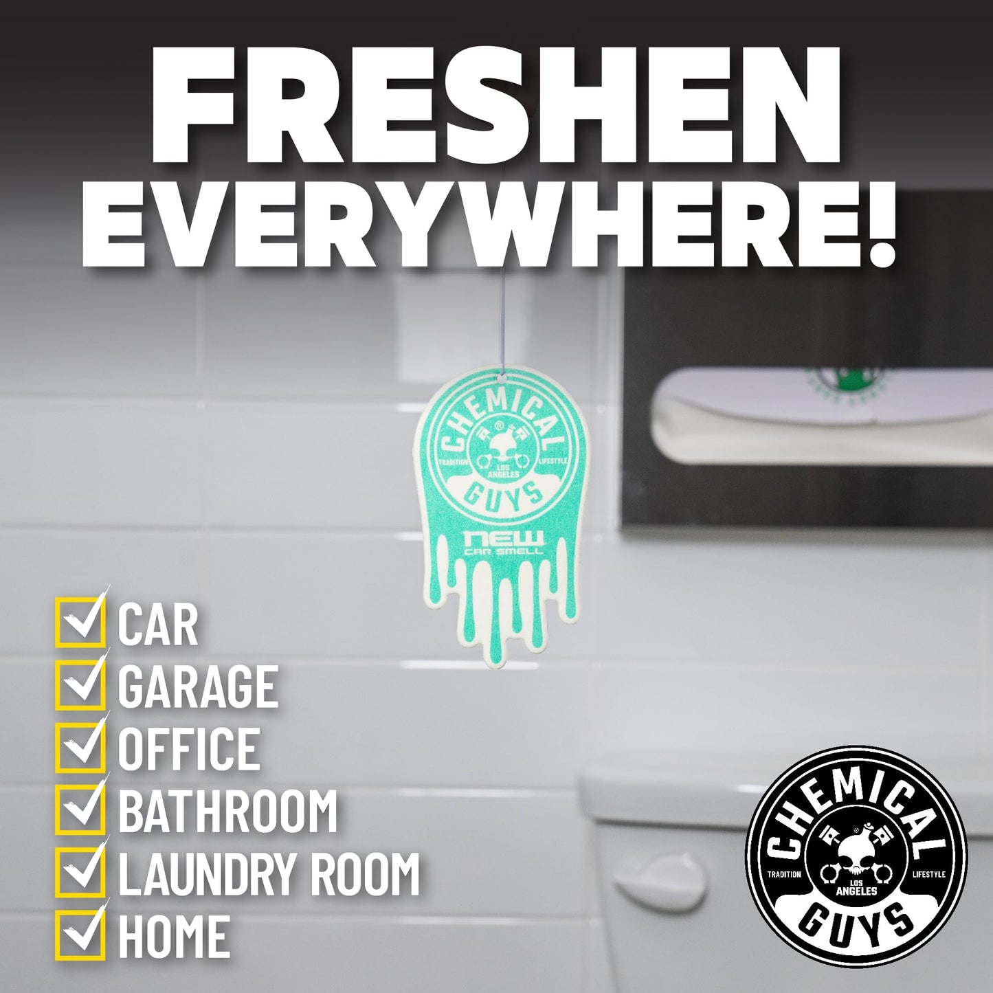 Chemical Guys Car Fresheners, Hanging Air Fresheners - New Car Scent for Cars, Trucks, SUVs, RVs, Home, Office, Work, Dorm Room, & More - 12 Pack