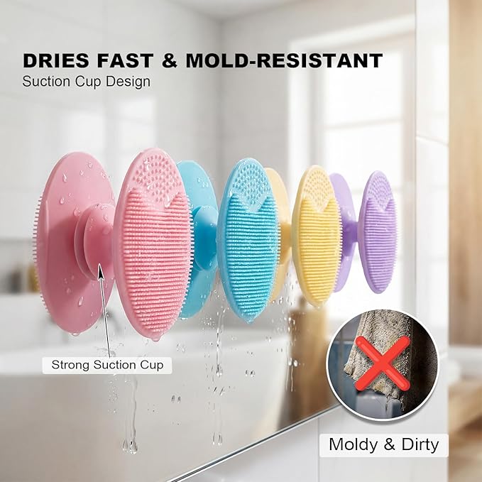 4 Pack Face Scrubber,JEXCULL Soft Silicone Facial Cleansing Brush Face Exfoliator Blackhead Acne Pore Pad Cradle Cap Face Wash Brush for Deep Cleaning Skin Care(Multicolor A)