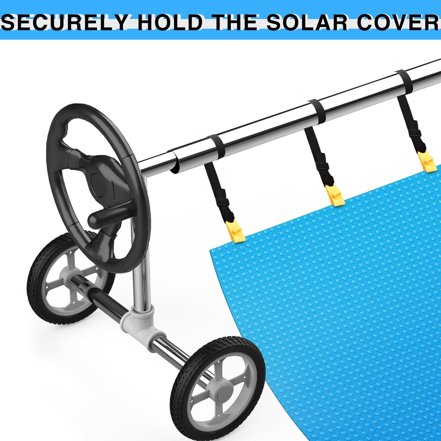 36 Pcs Pool Solar Cover Reel Attachment Kit, Solar Cover Reel Blanket Straps and Clips for Universal Inground Swimming Pool (Yellow, 36Pcs)