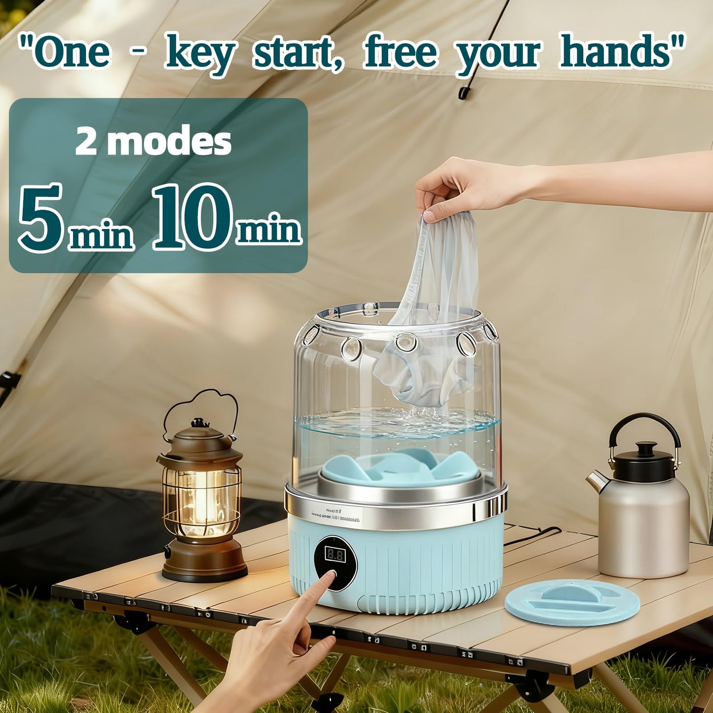 KiiDAS Portable Mini Washing Machine - 2025 Upgraded Washer for Underwear, Bra, Socks - Rechargeable Cordless Laundry Cup - Compact Travel Washers