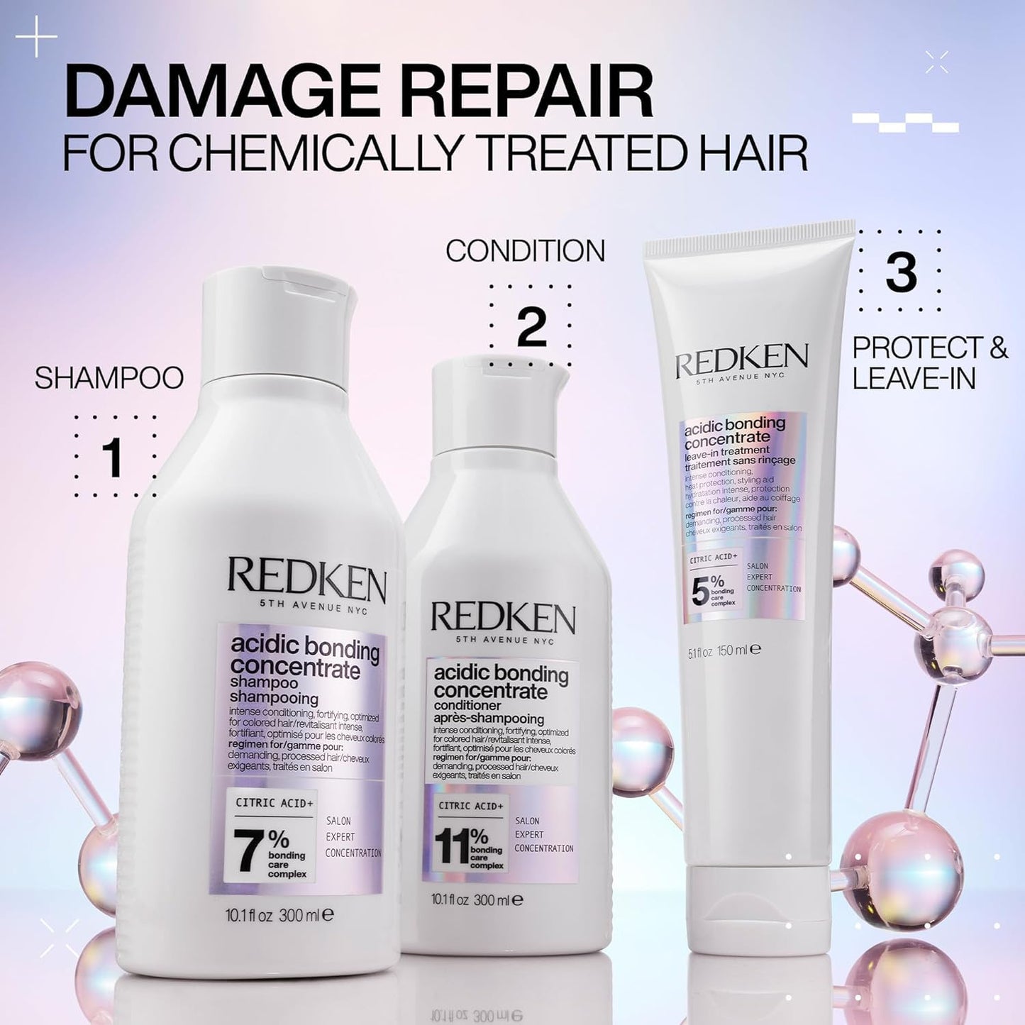 Redken Bonding Conditioner for Damaged Hair Repair | Acidic Bonding Concentrate | For All Hair Types | 1 Fl. Oz.