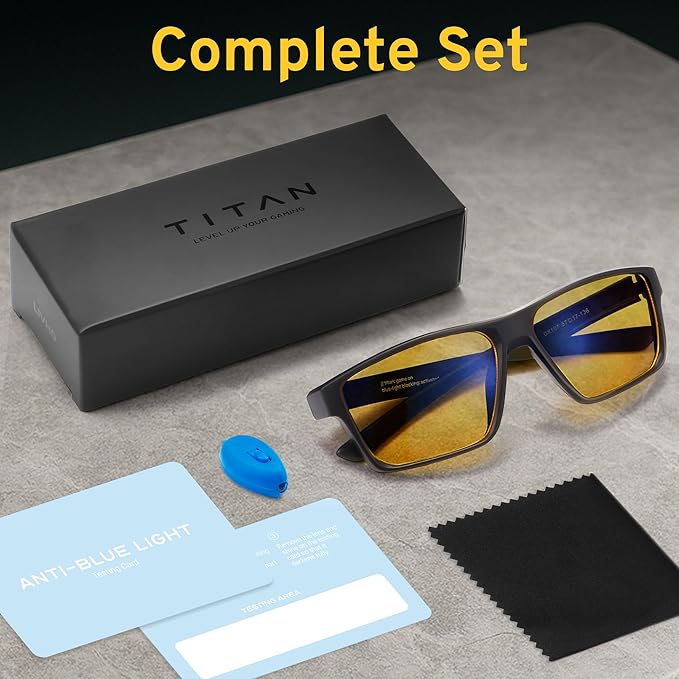 Titan Gaming Glasses, Blue Light Blocking, Night Driving Glasses for Men, Computer Protection, Gift for Gamers