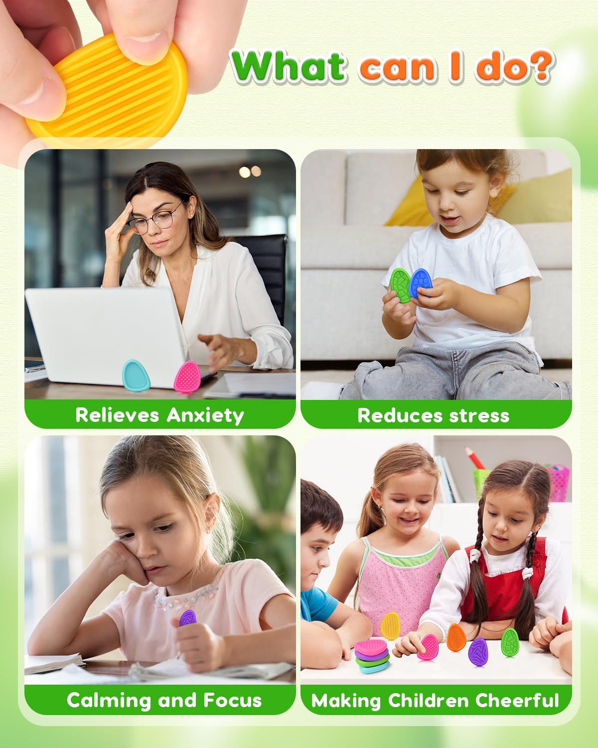 Fidget Toys Sensory Stone for Kids: 24 Pack Textured Worry Stones for Adults - Bulk Fidgets for Classroom Prizes Gooide Bag Stuffers - Quiet ADHD Tools for Autism Kids - Christmas Stocking Stuffers
