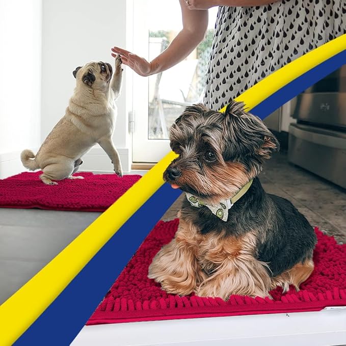 Muddy Mat® | Super Absorbent Door Mat Indoor, Microfiber Quick Dry Chenille Entryway Rug, Non-Slip Front Door Mat, Indoor Mats for Entryway, Machine Washable Pet Rug, Maroon 36"x60"