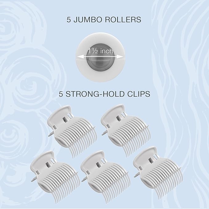Conair Double Ceramic Hot Rollers for Long,Medium & Short Hair,5 Ceramic Flocked 1½-Inch Heated Hair Rollers with Clips,Hot Curlers for Women,Volume & Curls,Dual Voltage,Pink/White,(Pack of 6)