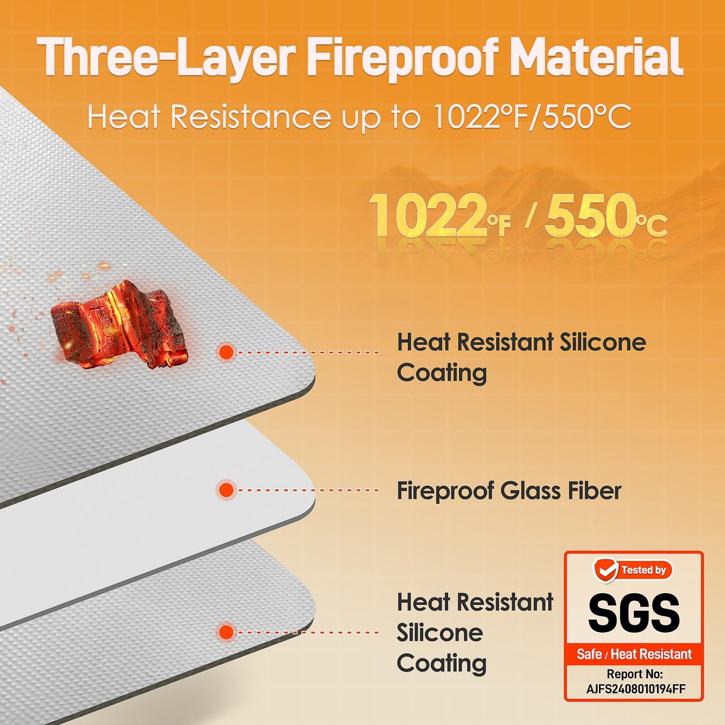 Amerbro Heat Resistant Mats for Countertop - Firproof 16x20 in Heat Resistant Mats for Air Fryer - Kitchen Countertop Protector for Air Fryer, Coffee Maker, Stand Mixer, Toaster, Oven 2PCS - Grey
