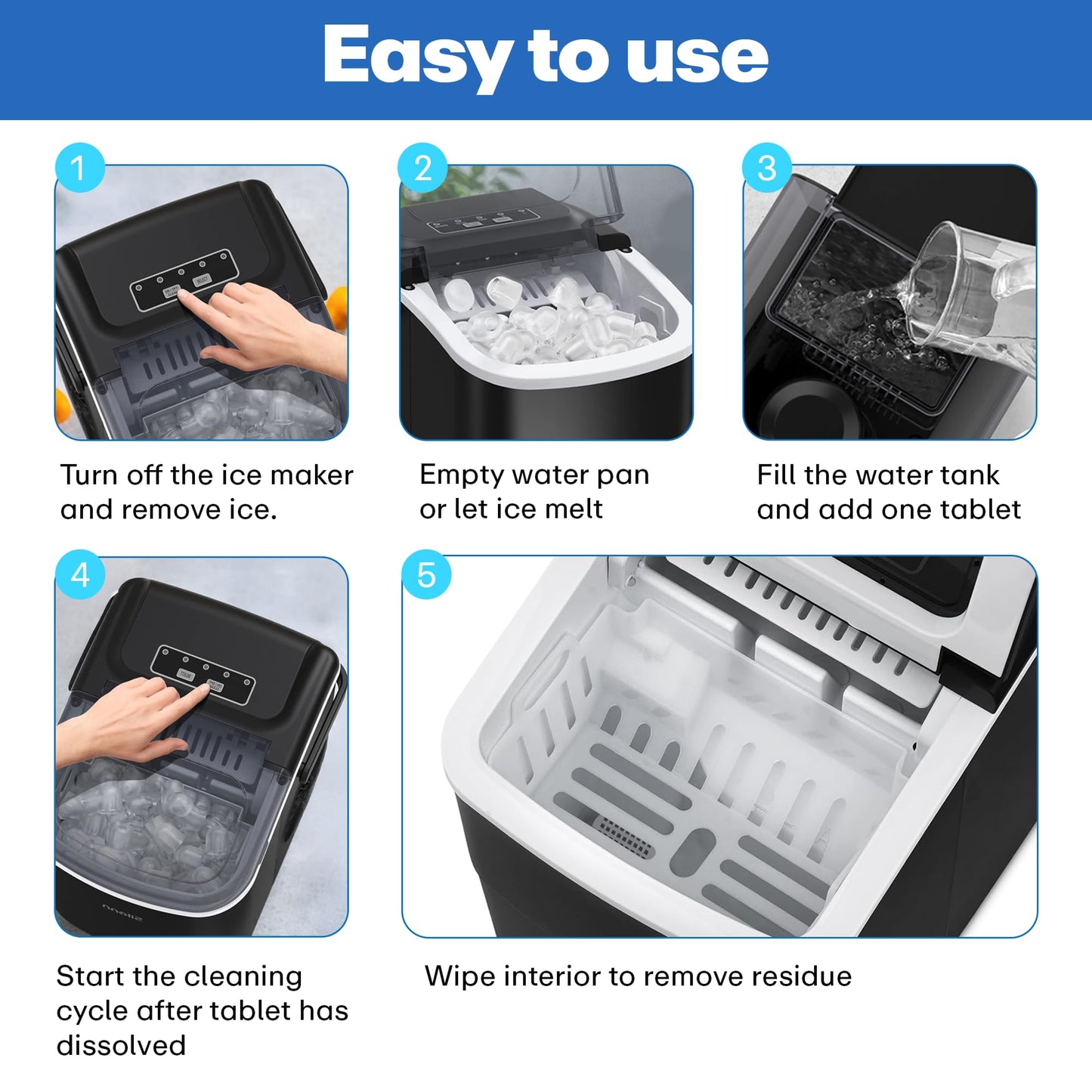 Sylvan Ice Machine Cleaner and Descaler Tablets | 30 Tabs | Made in USA | Nickel Safe Ice Maker Cleaner and Descaler | Universal Compatibility for Commercial & Residential Ice Makers