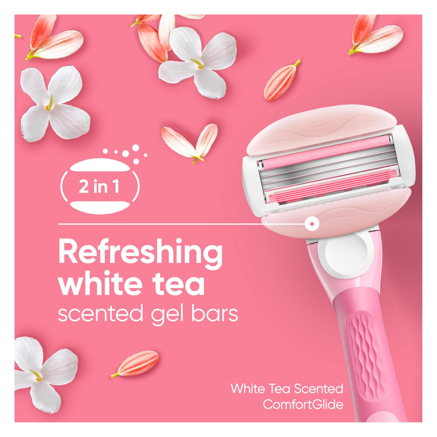 Gillette Venus ComfortGlide White Tea 4 count, with Gillette Venus ComfortGlide plus Olay 2 count, Women's Razor Blade Refills