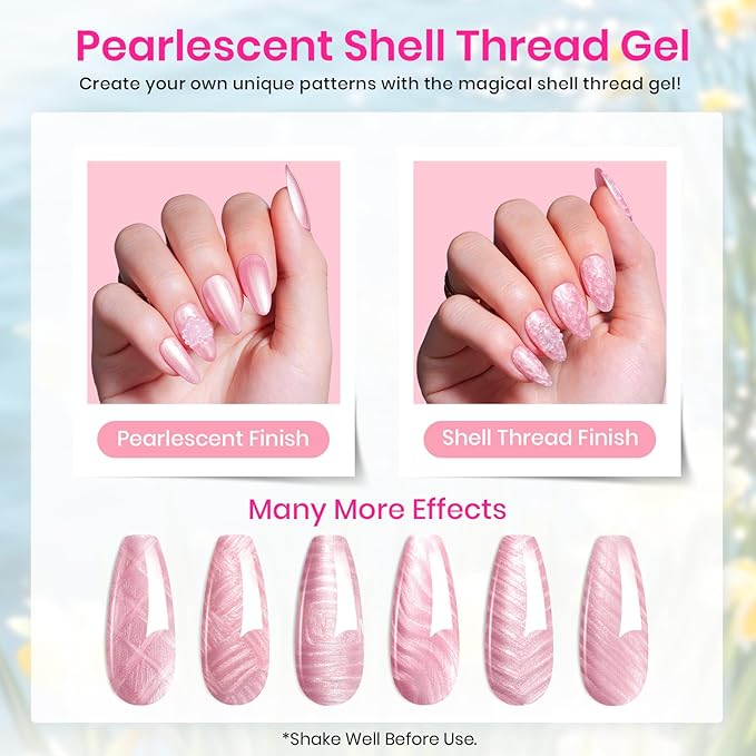 Beetles 36 Colors Gel Nail Polish Set, 42pcs UV Gel Nail Polish Colors Blue Pink Purple Orange Polish Shimmer Glitter Woodland Fairy Collection with Nail Art Rhinestone Spring Gifts for Women Girls
