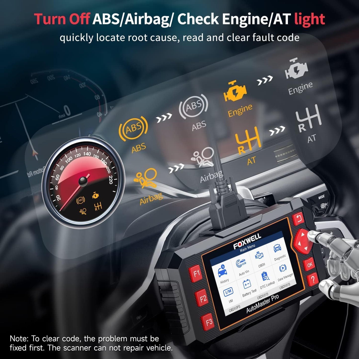 FOXWELL Car Scanner NT604 Elite OBD2 Scanner ABS SRS Transmission, Check Engine Code Reader for Cars and Trucks, Diagnostic Scan Tool with SRS Airbag, Automotive Diagnostic Tool with Live Data