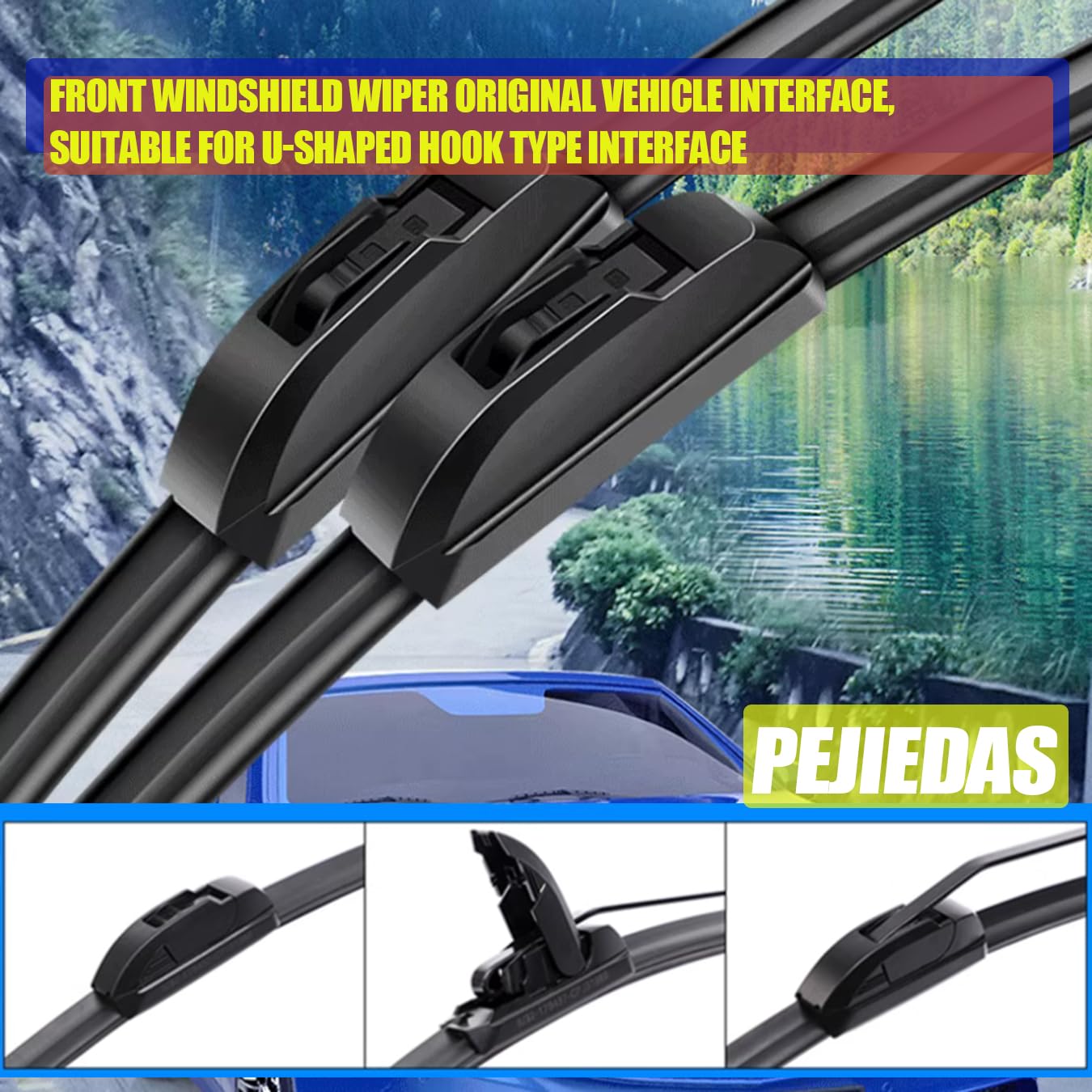PEJIEDAS 3 Replacement Wiper Blades For Acura MDX 2007 2008 2009 2010 2011 2012 2013 26" + 21" + 12" Front and Rear Wiper Blades (Pack of 3)