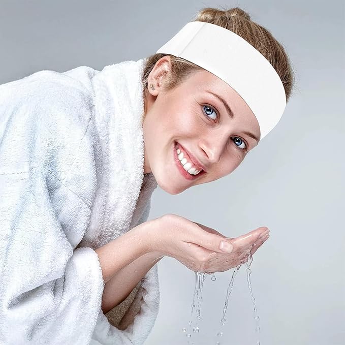 Disposable Headbands for Spa & Facials – 48pcs White Disposable Spa Headbands for Women, Professional Headband for Facials, Esthetician, Skincare & Washing Face – Non-Woven Disposable Hair Bands Pack