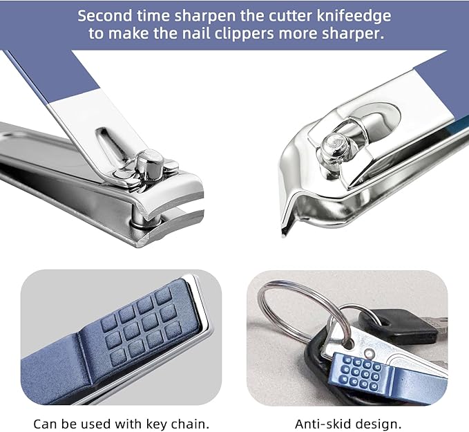 Manicure Set 8 in 1 Nail Clipper Set,RedFlow Nail Clippers,Fingernail & Toenail Clippers,Manicure Tools,Pedicure Tools,Suitable for Travel Manicure Kit,Nail Set Kit with Everything Profe (Blue)