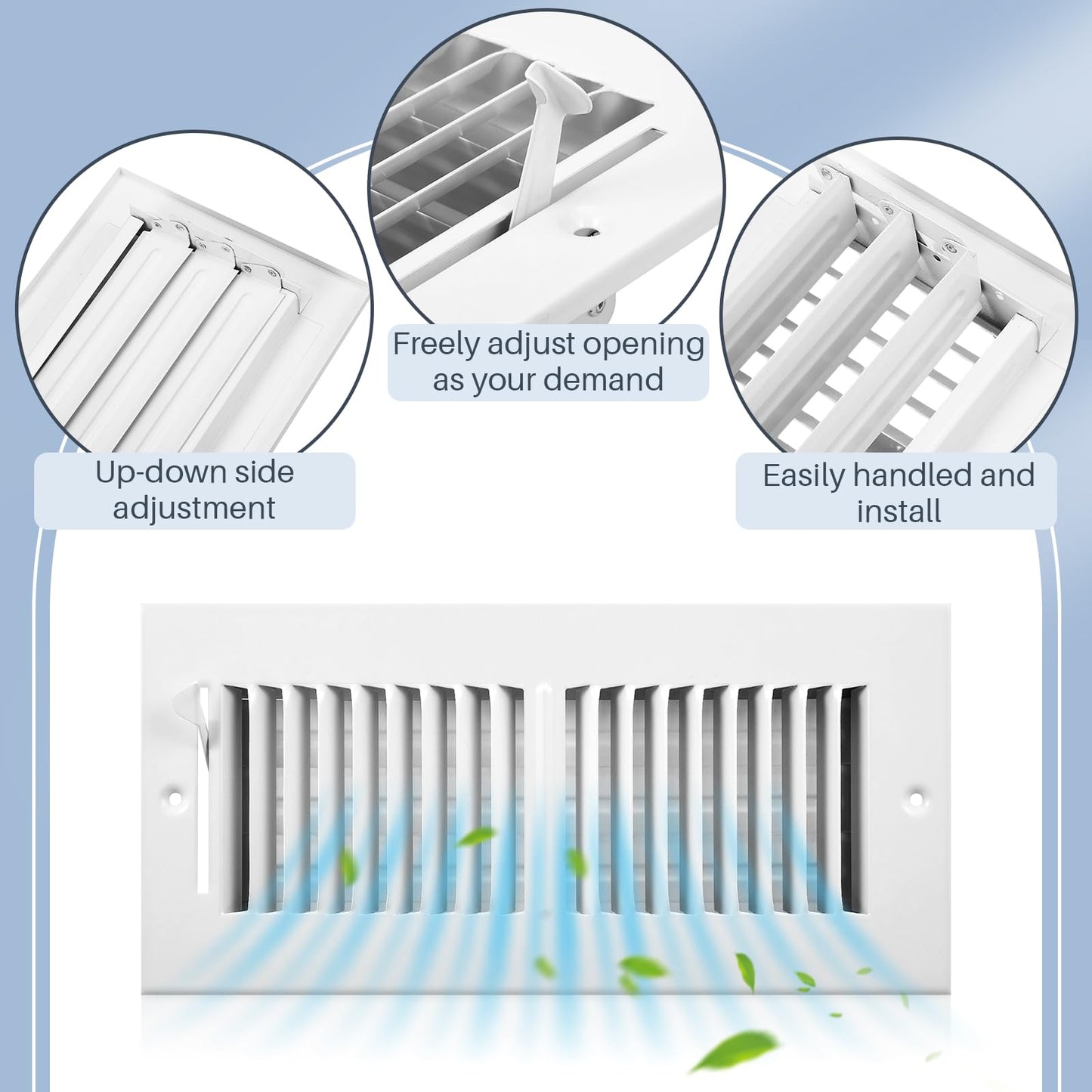 Zonon 12 Pcs 10 x 4 Inch (Interior Size) air Vent Cover Ceiling Register Grill Duct Opening Air Supply Diffuser 2 Way Steel Sidewall Ceiling Vent Covers Inlet Manual Adjuster for Home, White