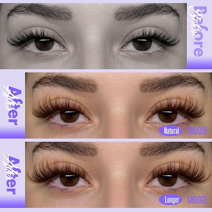 Pawotence Brown Lash Clusters Wispy Cluster Eyelash Extensions 10-18mm Individual Lashes DIY Cluster Lashes Extension Soft Brown Eyelash Clusters with Thin Band