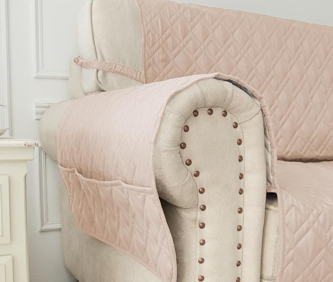 Ameritex Waterproof Nonslip Recliner Cover Stay in Place, Dog Chair Cover Furniture Protector, Ideal Recliner Slipcovers for Pets and Kids (Babypink, 23")