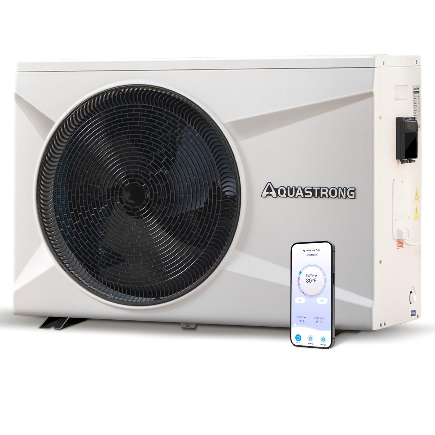 AQUASTRONG Inverter Swimming Pool Heat Pump,Pool Heater for Above Ground and Inground Pool Heating Smart WiFi Control and Cooling Pool Heater Pools Up to, 16000 Gallons