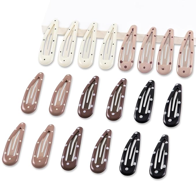 20 PCS Metal Snap Hair Clips Water Drop No Slip Barrettes for Women Bright Small Hair Clips For Thick And Thin Fine Hair,Black Light Yellow Multiple Brown,1.97 x 0.5 In.