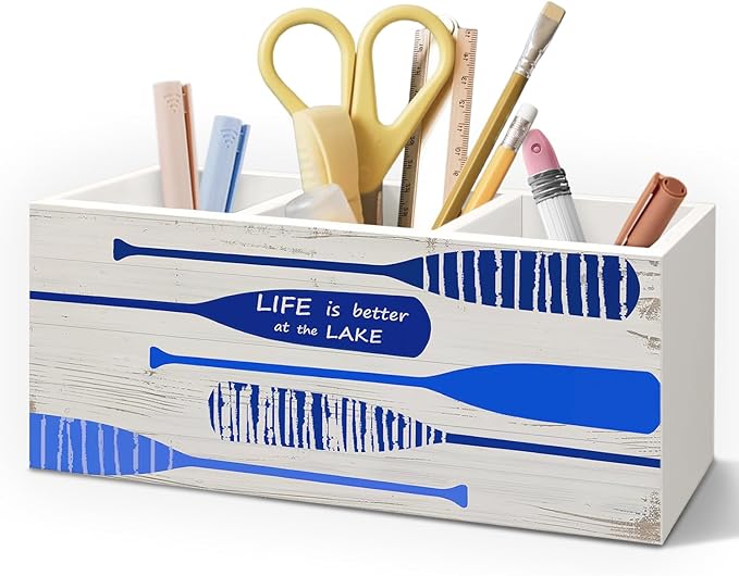 Lake Decor Pen Holder for Home Office Desk, Lake House Decor, Lakes Lovers Gifts Makeup Brush Toothbrush Holder Organizer for Bathroom Desk Accessories
