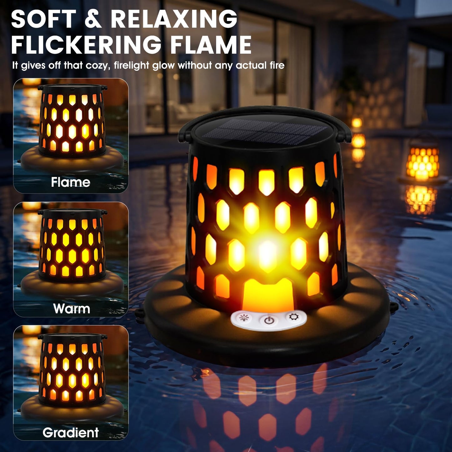 PoolBliss Solar Pool Lights,Flame Floating Pool Lights with Underwater Light,IP68 Waterproof Solar Powered Pool Lighting, 10 Light Modes Hangable Floating Light for Pool Party,Pond Outdoor Decor,1 PC