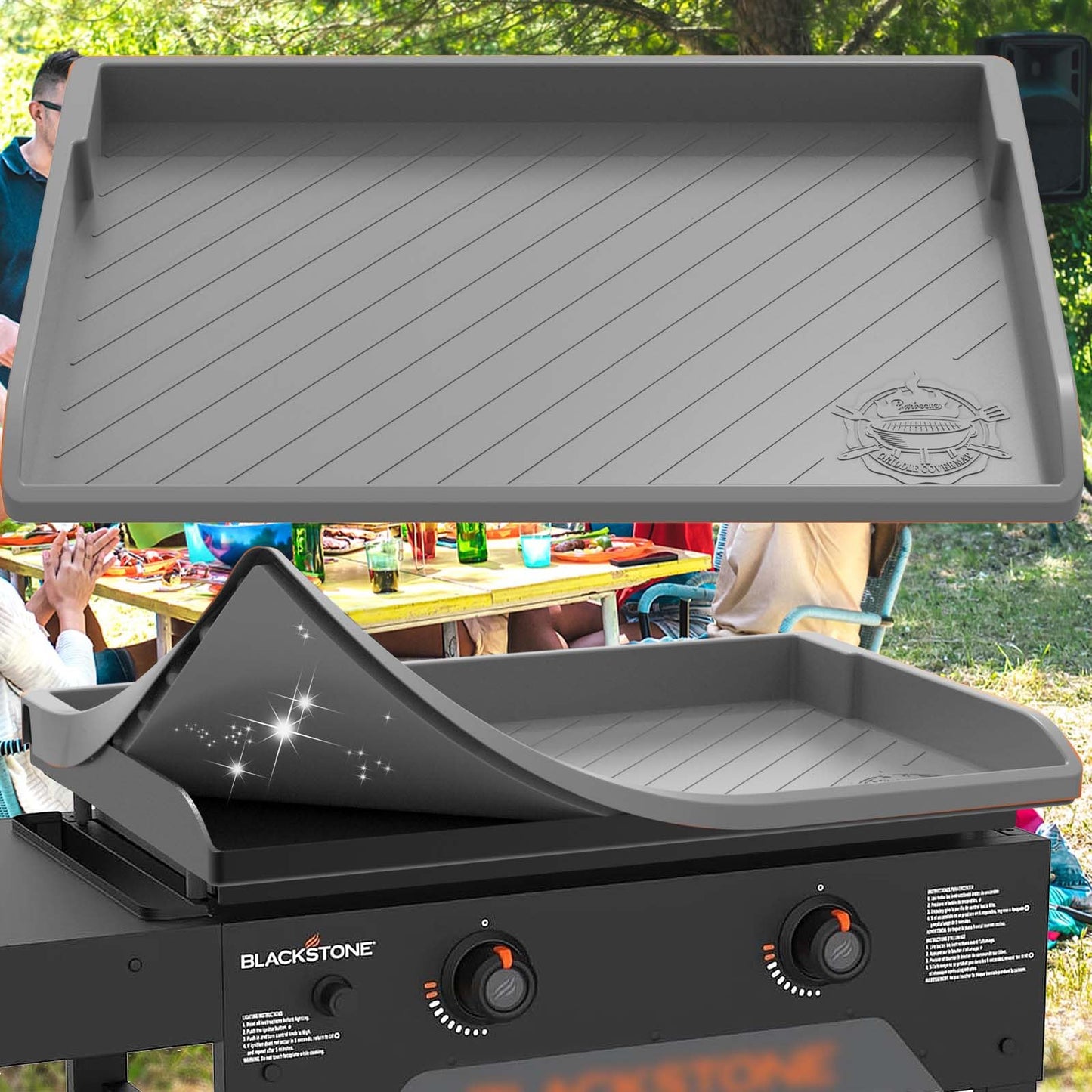Silicone Griddle Mat for Blackstone 28 Inch,Upgraded Heavy Duty Food Grade Silicone Grill Protective Cover for Blackstone Accessories Even Omnivore Griddle Plate,Protect from Dirt,Rust (Gray)