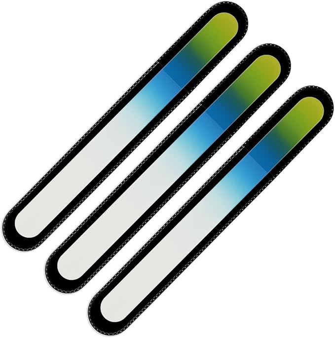 Mont Bleu Rainbow Crystal Nail File in Black Pouch - Large/Professional Size - Czech Tempered Glass - Handmade in Bohemia (Czech Republic)