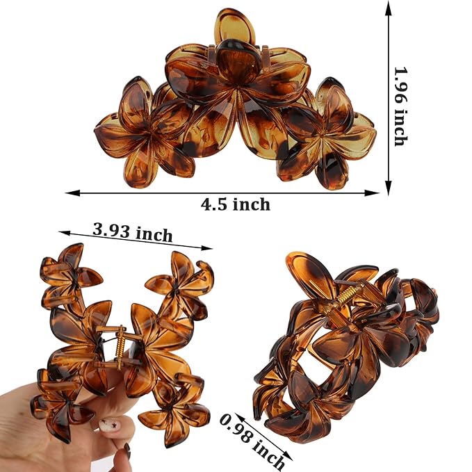 Leopard Print Flower Hair Clips Large Matte Hair Claw for Women Non-Slip Strong Hold Clips for Thick Hair, Hair Accessories