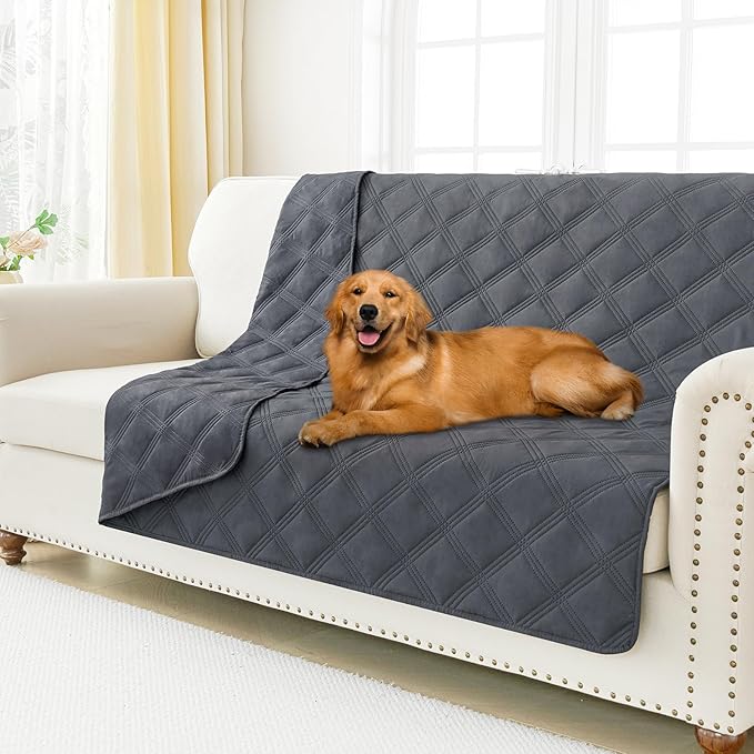 Smiry Waterproof Dog Bed Cover Blanket 52x82, Soft Reversible Pet Blanket, Washable Leakproof Cats Dogs Couch Cover for Sofa, Couch, Furniture, Dark Grey/Dark Grey