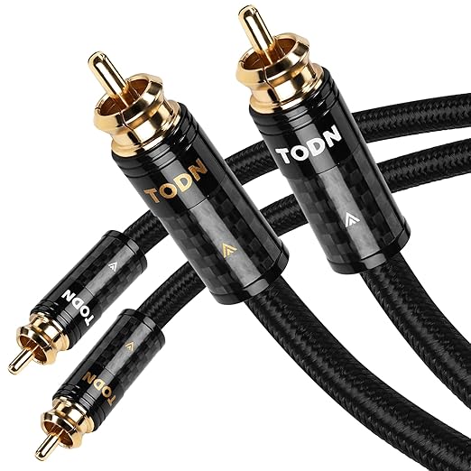 TODN Audiophile RCA Cables with Silver-Plated-OCC Core Dual Shielded HiFi RCA Audio Cable Male to Male for Home Stereo System (1.64 ft/0.5m, 1 Pair)